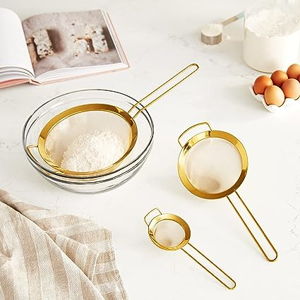 Bloomingville Set of 3 Stainless Steel Strainers with Gold Finish