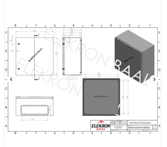 Steel 600(H)x 600(W)x 300(D) IP66 - Image 4