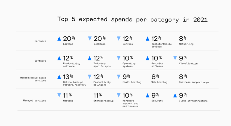 Top 5 expected spends per category in 2021