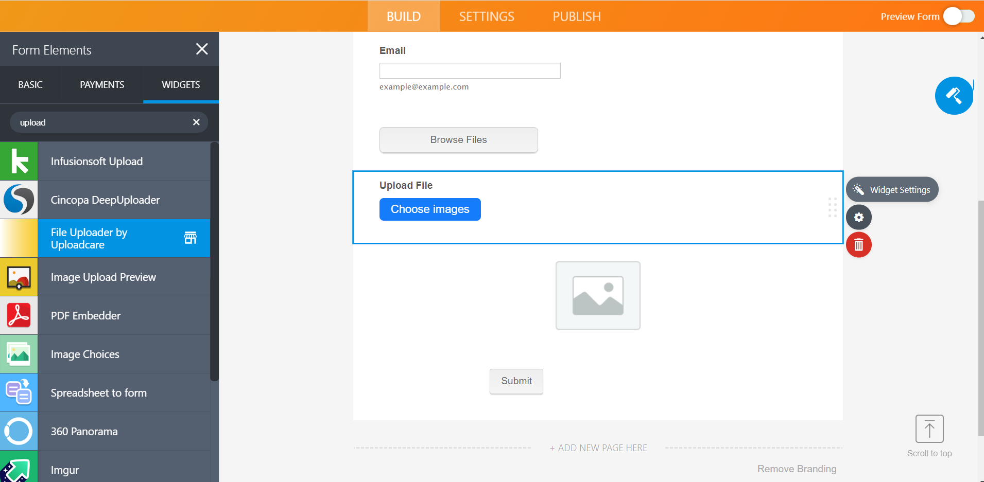 Adding Uploadcare File Uploader to Jotform