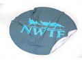 Round Beach Towel - Gray with Turquoise Logo