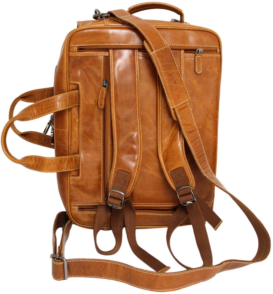 Quality Full Grain Leather Travel Bag / Briefcase Doubles as Backpack - Image 15