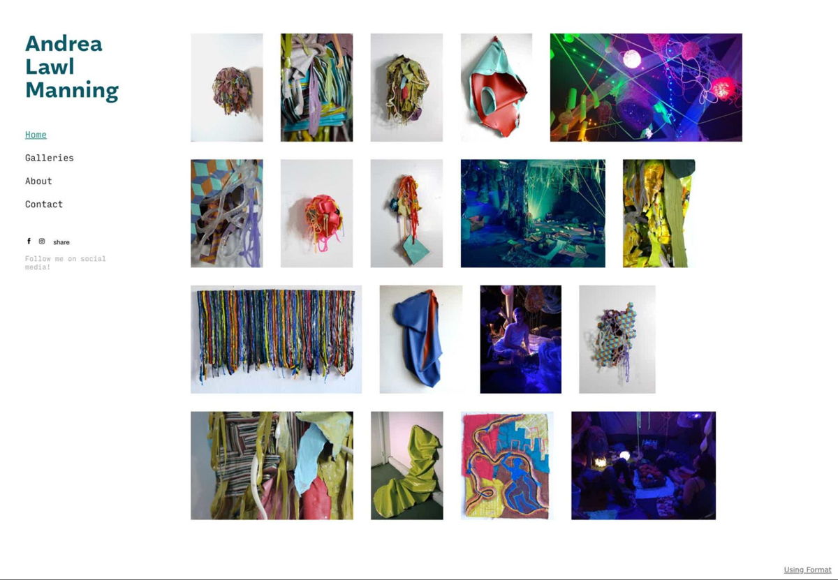 Screenshot of Andrea Lawl Manning, from the sculptor portfolios collection.