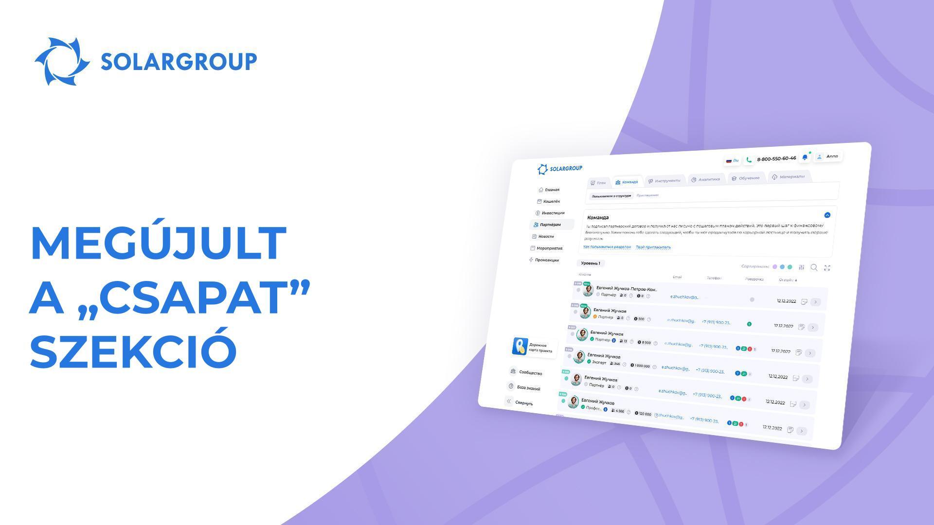 Az Ön „Csapata” strukturált | Frissítések az Ön személyes webirodájában