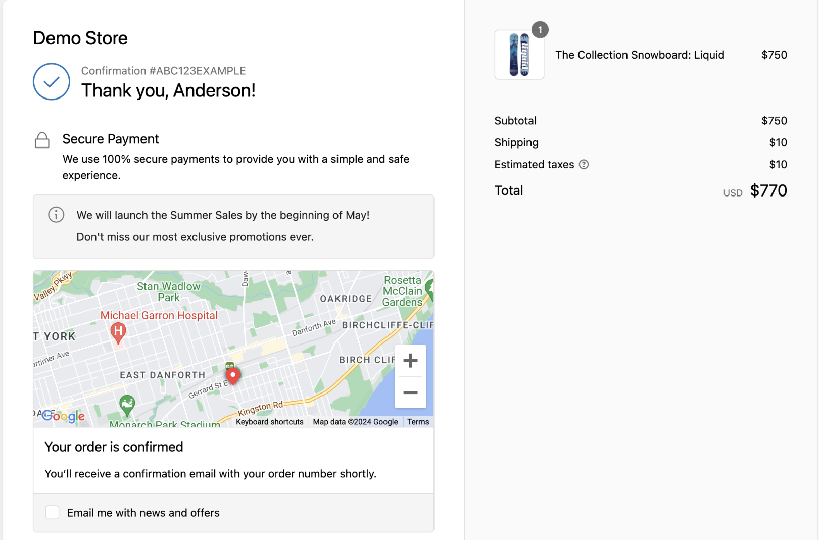 custom shopify thank you page