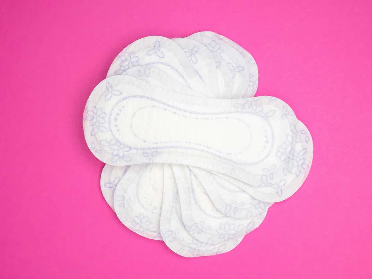 Feminine hygiene products with pink background