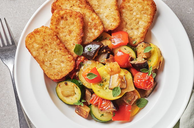 Ratatouille express et galettes de pommes de terre