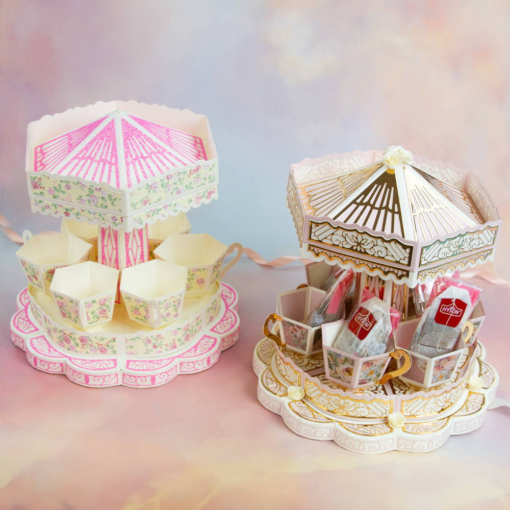 Two Paper crafted Twirling Tea Cups