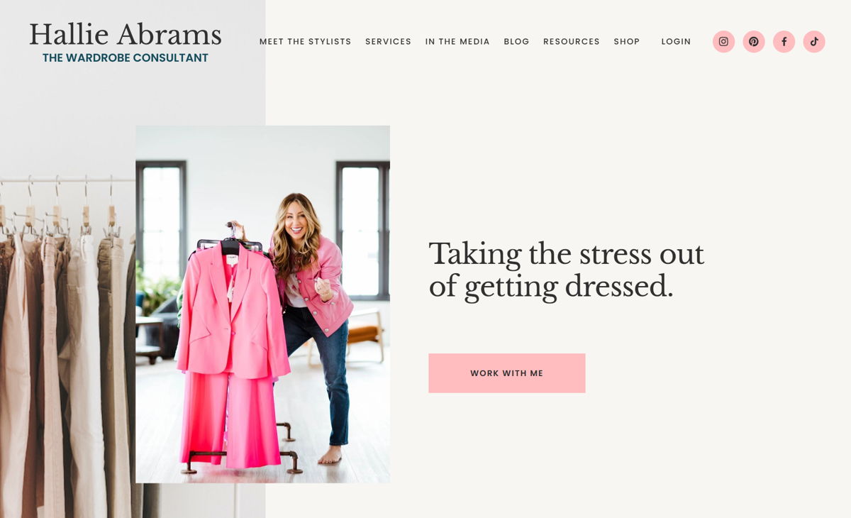 Screenshot of The Wardrobe Consultant, from the stylist portfolios collection.
