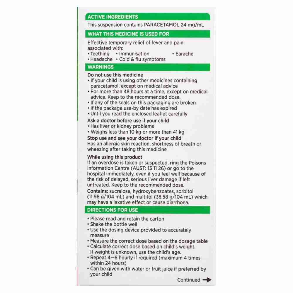 Panadol Children 1-5 Years Colourfree Suspension, Strawberry Flavour, 200Ml - Image 4