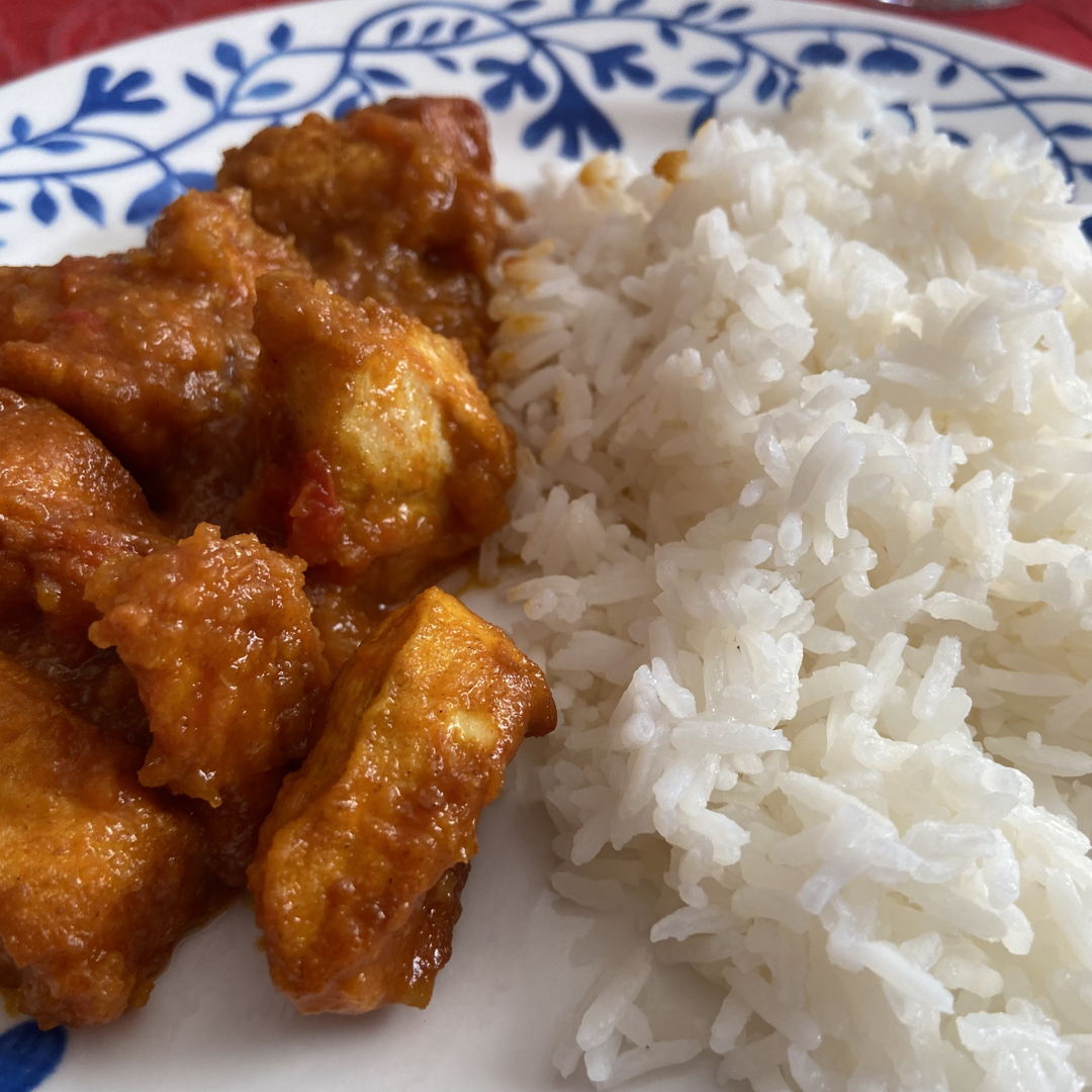 Ayam Masak Merah with jasmine rice. Wife and daughter loved it.