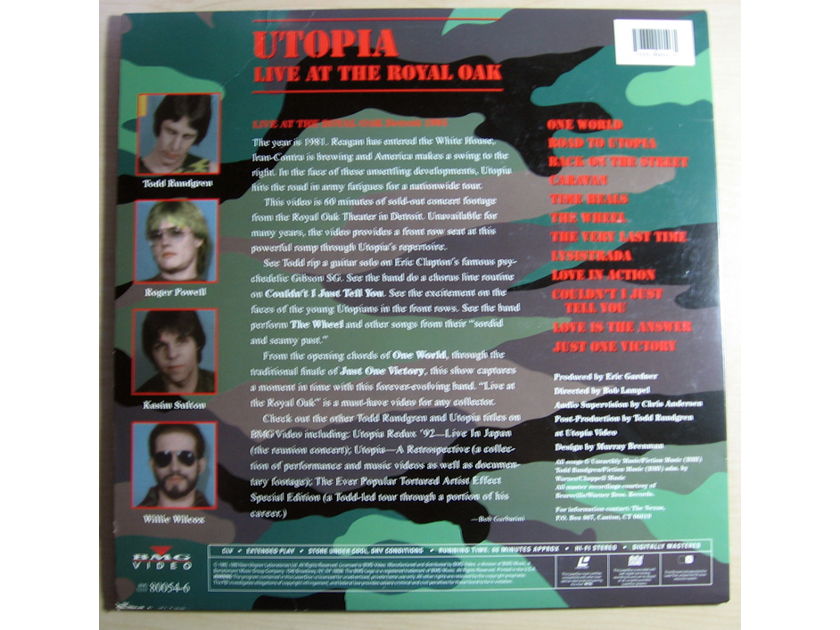 UTOPIA / Todd Rundgren - LIVE AT THE ROYAL OAK - LD Laser Disc BMG 72333-80054-6