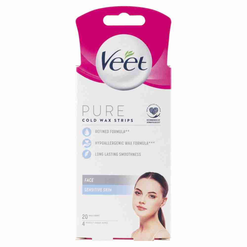 Veet Pure Hair Removal Cold Wax Strips Face Sensitive Skin 20 Pack - Image 3