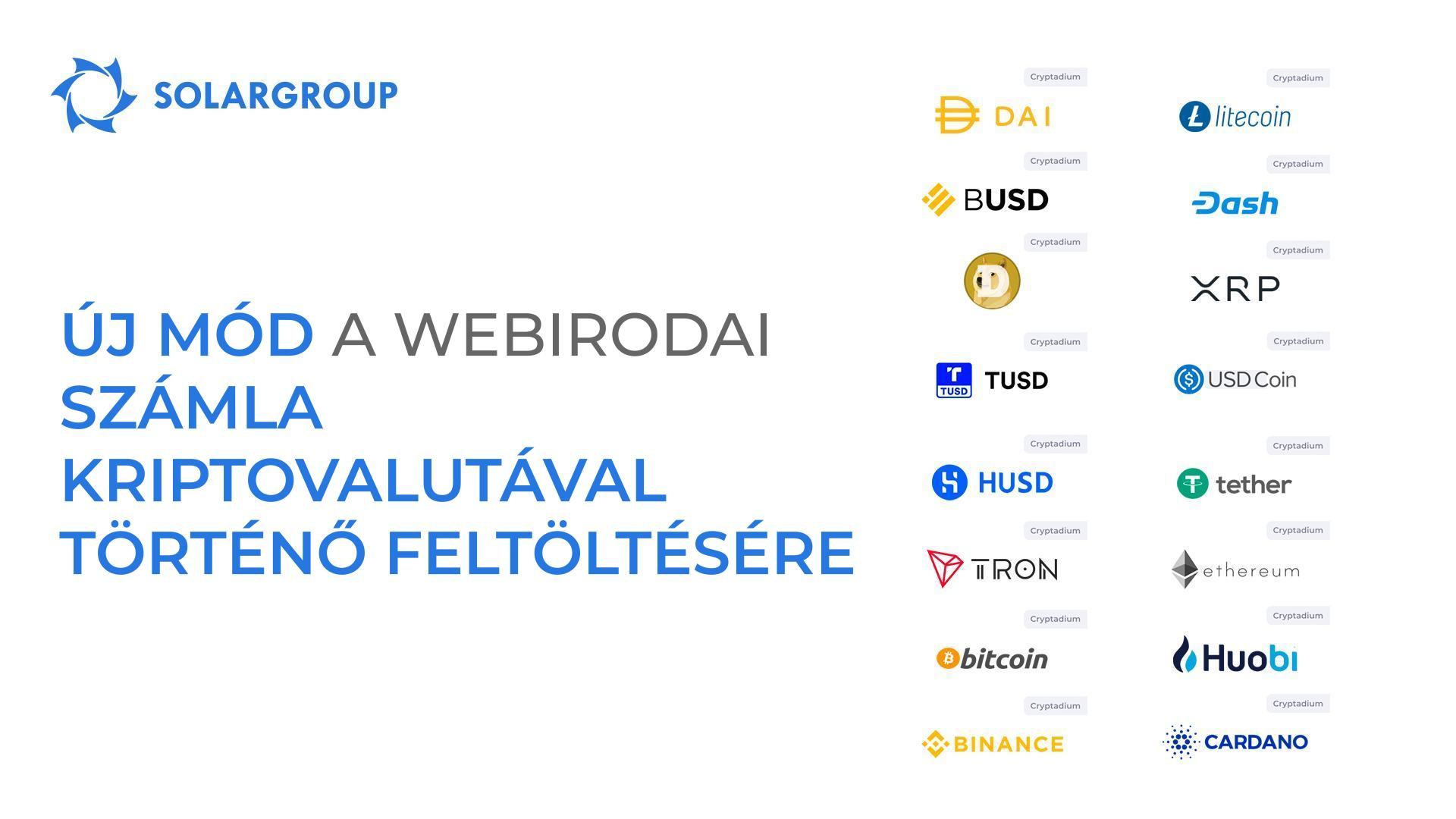 Új mód a webirodai számla kriptovalutával történő feltöltésére