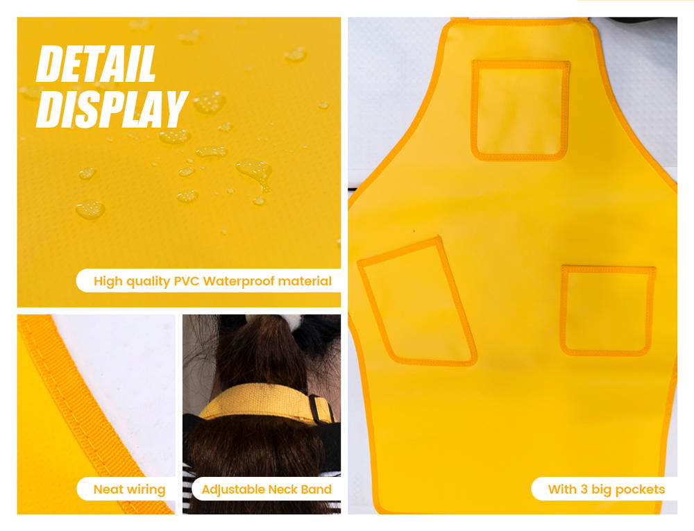 Funwater waterproof apron has a adjustable neck band and 3 big pockets