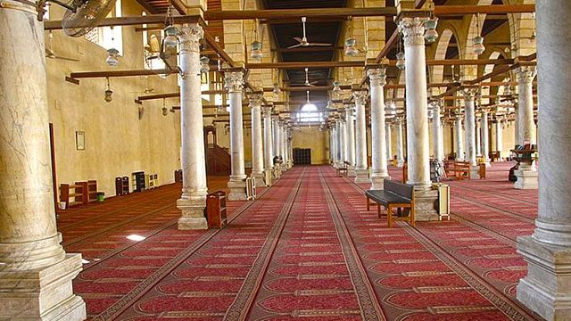 Inside the Amr ibn Al-A'as Mosque in Cairo, Egypt Inside the Amr ibn Al-A'as Mosque in Cairo, Egypt