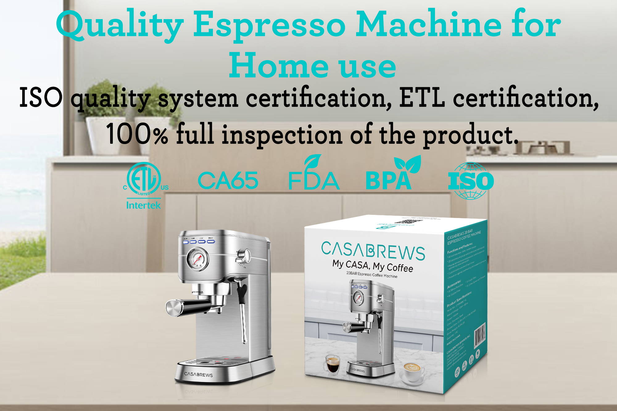 Sincreative CM5418™ Casabrews-Series Espresso Machine 20 Bars with Milk Frother  Steam Wand