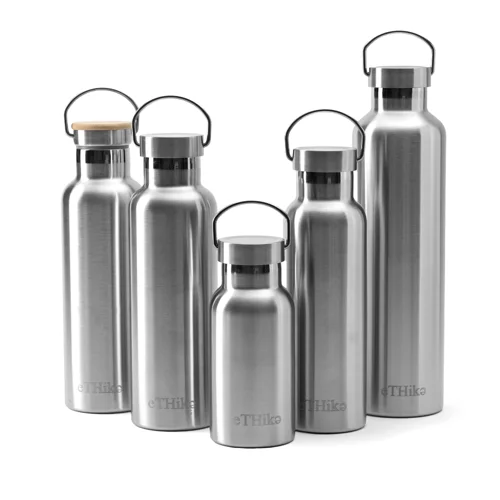 Stainless Steel Double Wall Water Bottle With Bamboo Lid - 350ml
