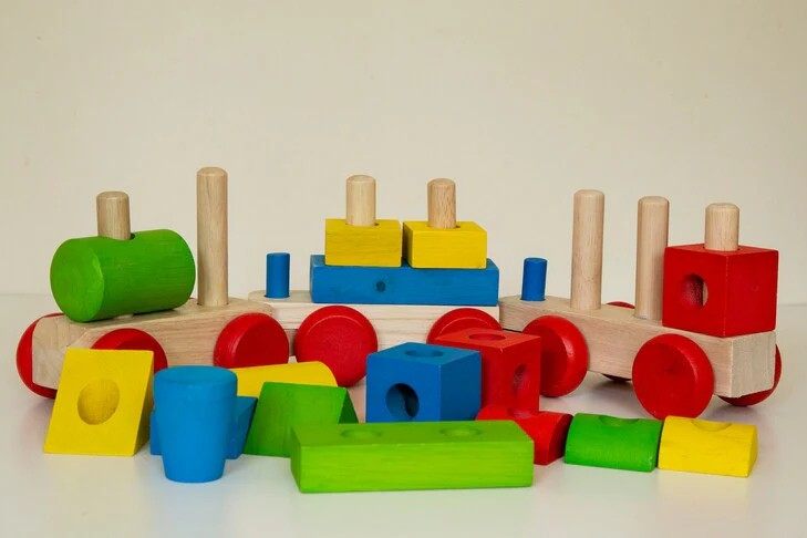 Train 3 section puzzle blocks wooden train - Image 6