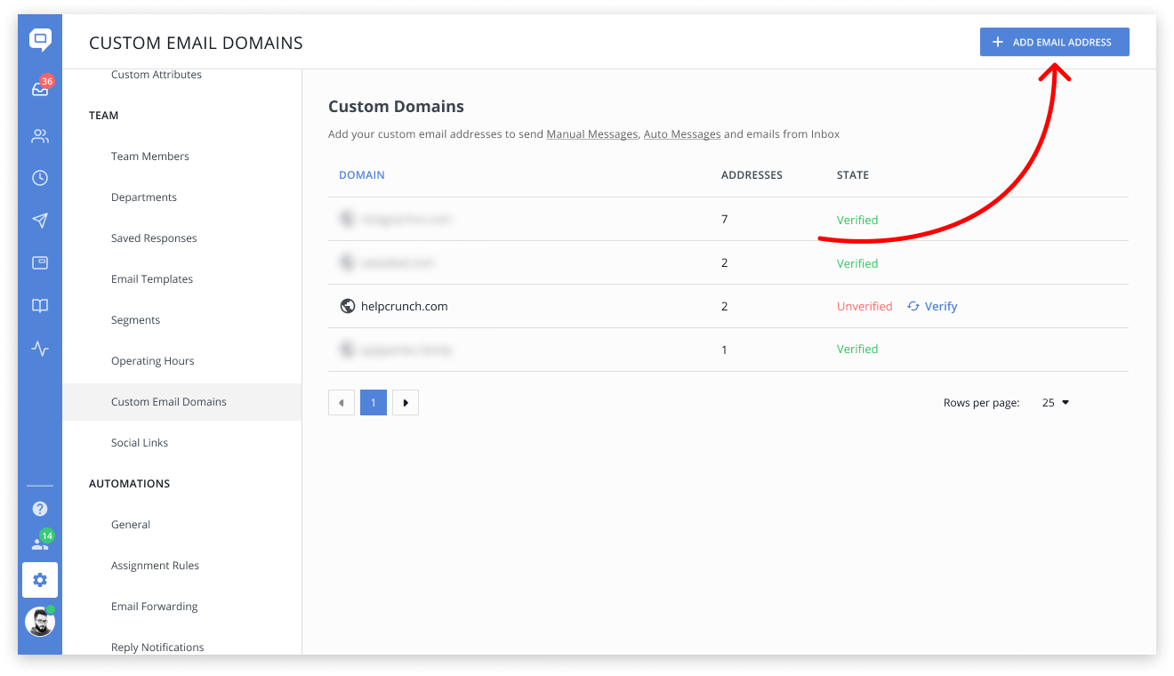 Custom email domains
