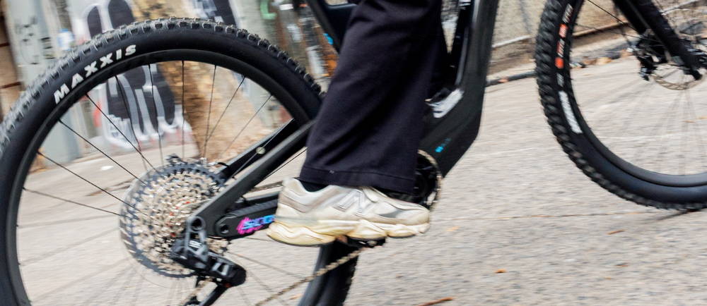 Maxxis mountain bike tire on a bike