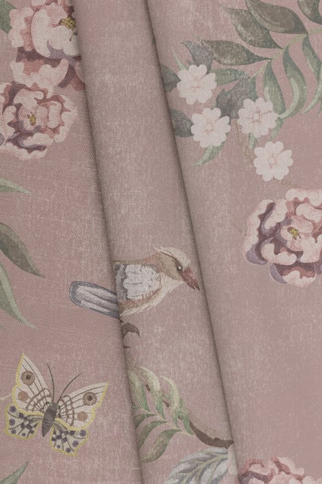 pink & green chinoiserie floral fabric pattern image