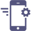 An icon of a mobile device and gear; a tailored specification.