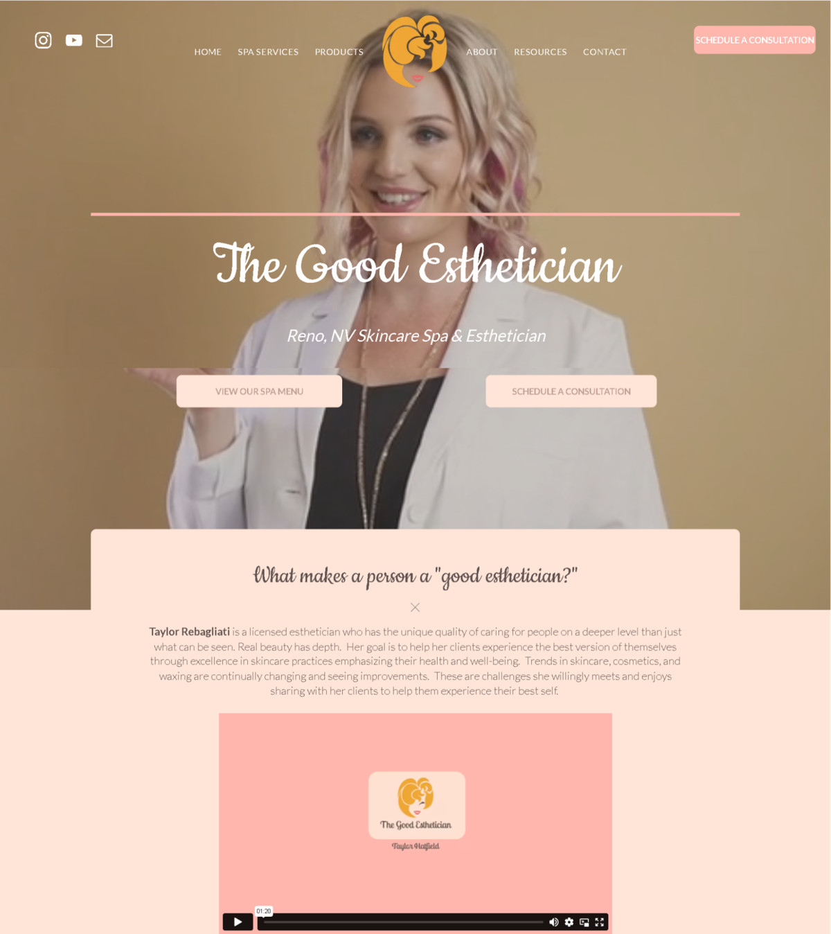 Screenshot of The Good Esthetician , from the duda websites collection.