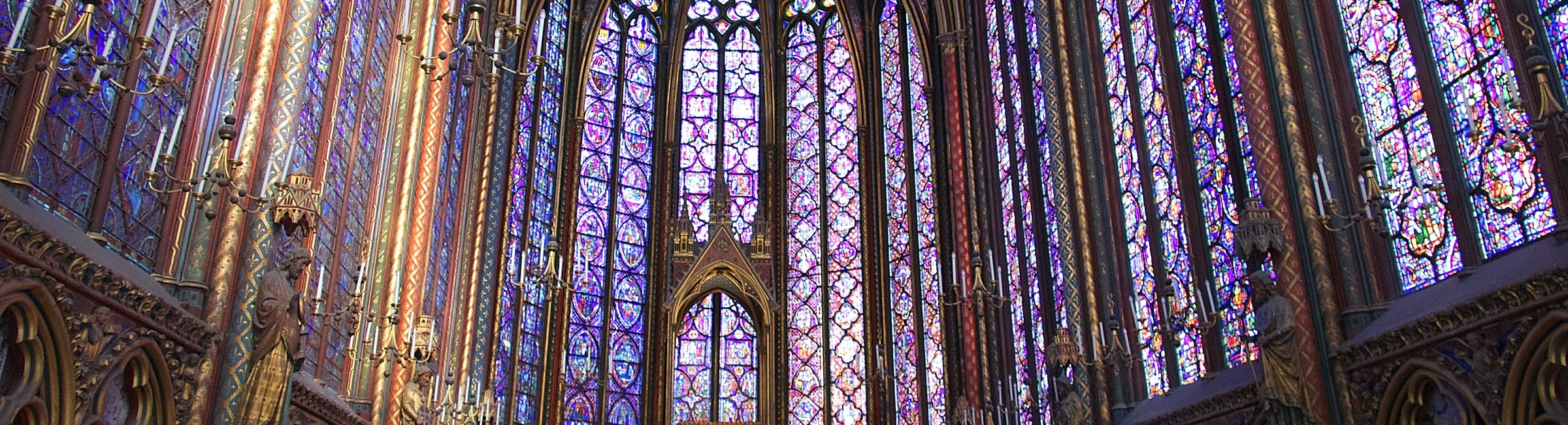 stained glass windows in a cathedral
