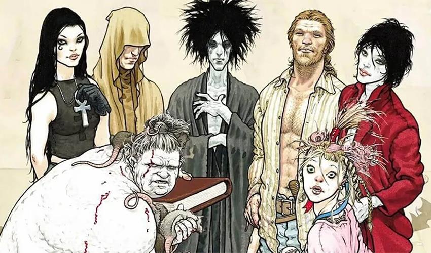 The Sandman characters from the comic series posing.