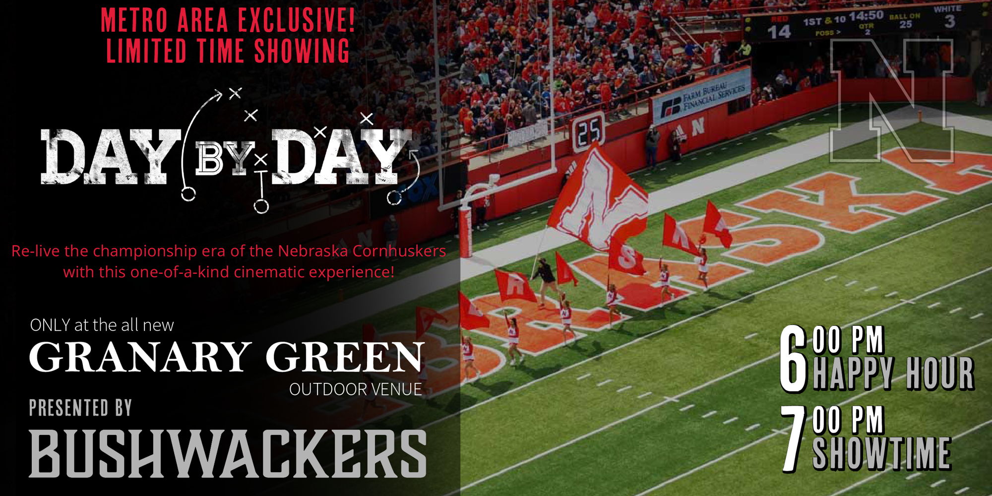 Week 5 of 8: Friday Night Football Film - Showing of "Day by Day" Husker Documentary (Part 1) promotional image