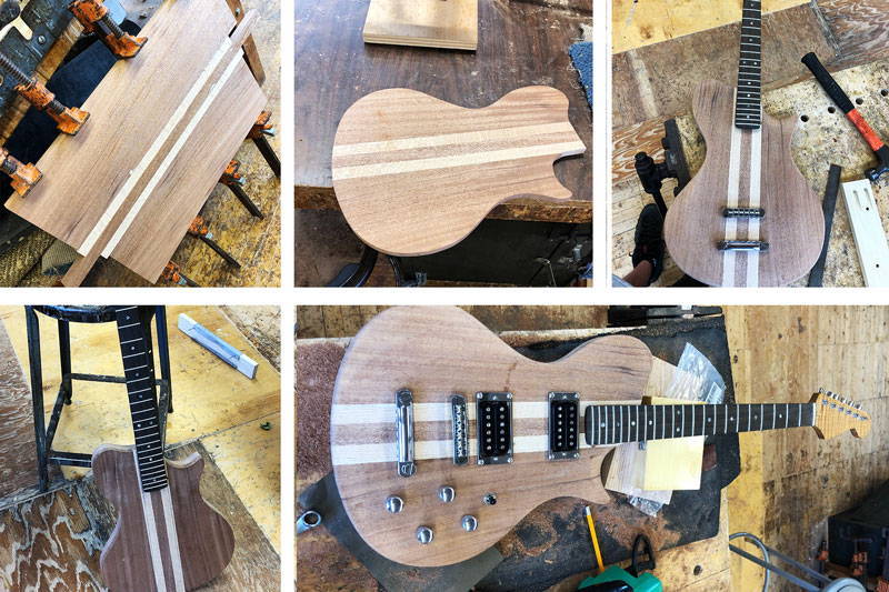 ethan klein of 3duxdesign workworking on guitar