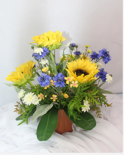 Sunflower and Cornflower Arrangement - Realistic Artificial Flowers - Image 4