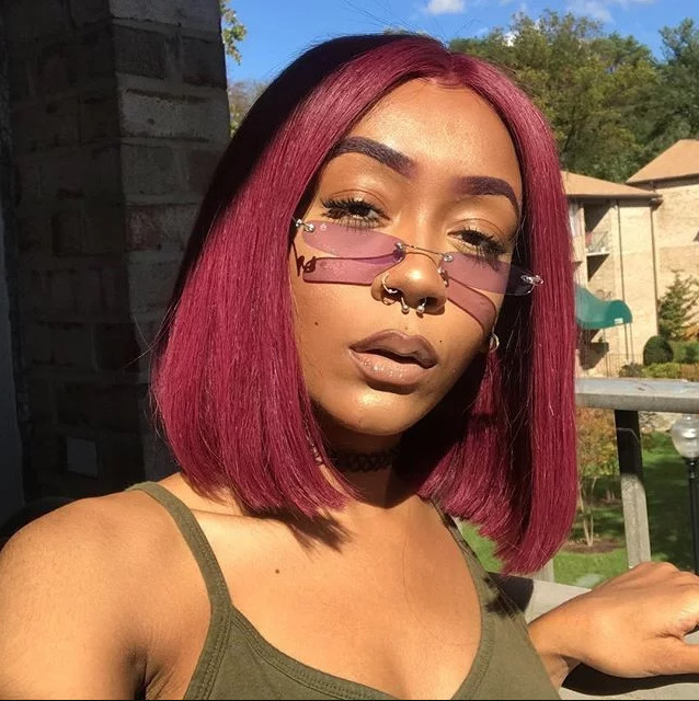 burgundy hair on dark skin