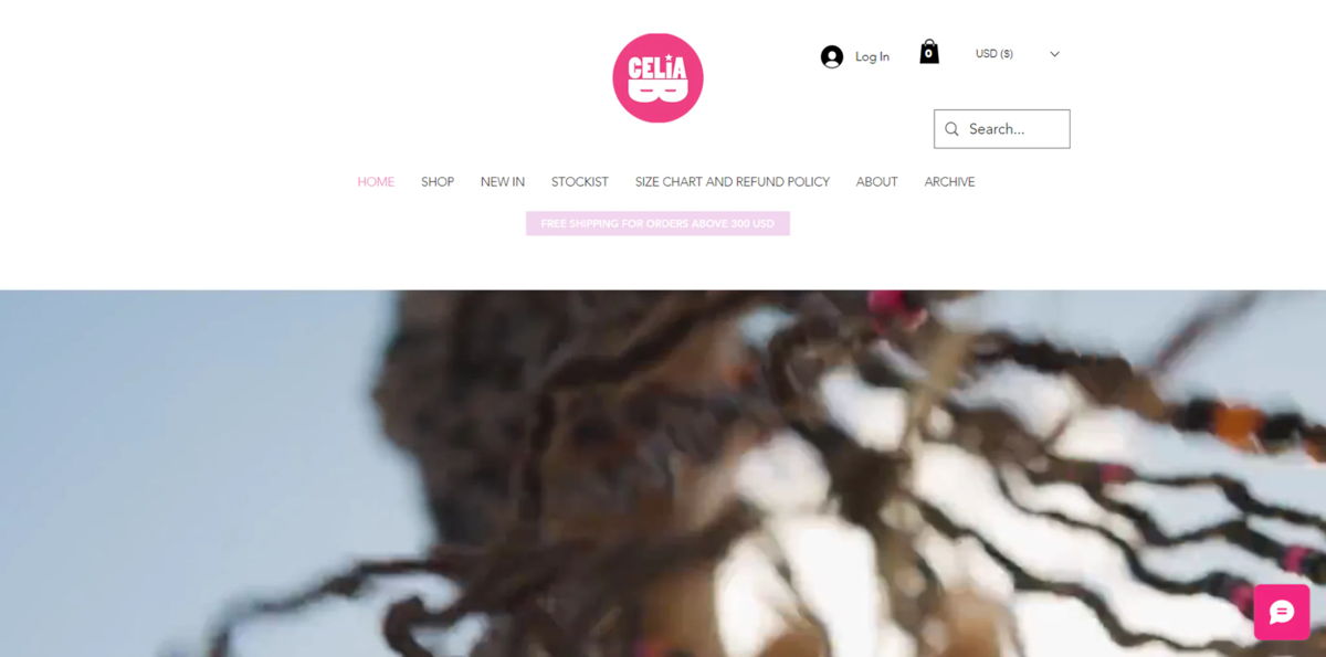 Screenshot of CeliaB, from the wix business website examples collection.