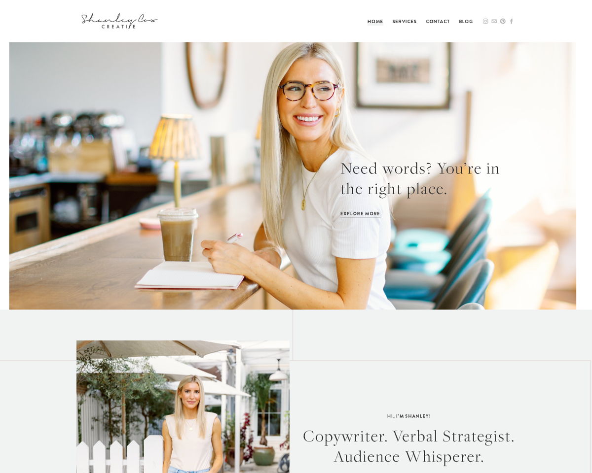 Screenshot of Shanley Cox , from the white websites collection.