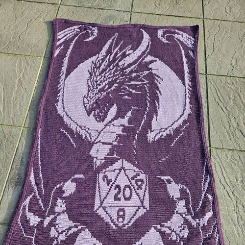 Draconic Dice | Dragon Overlay Mosaic Crochet Blanket PDF Pattern