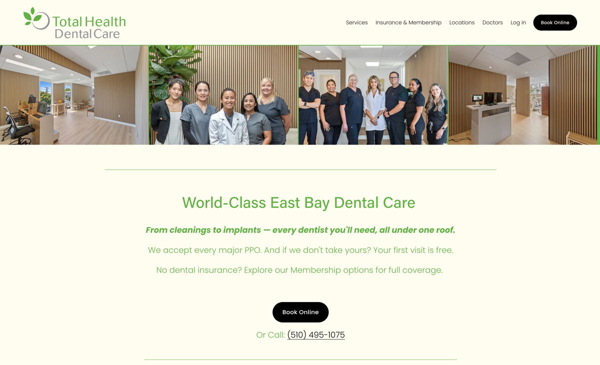 Screenshot of Total Health Dental Care, from the dentist websites collection.
