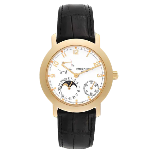 Patek Philippe Complications Moon Phase Power Reserve White Dial 18K Yellow Gold 5055J