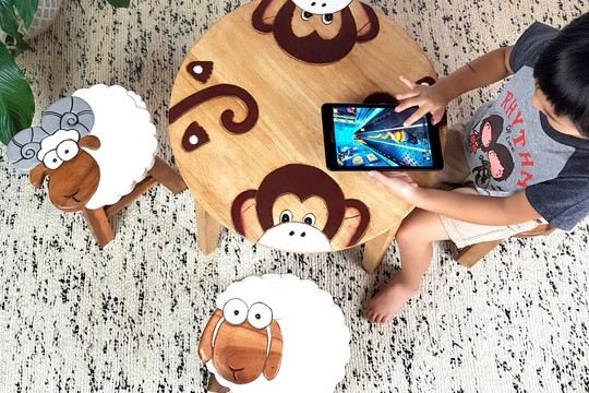 Children's furniture Monkey Table + 2 Stools Set