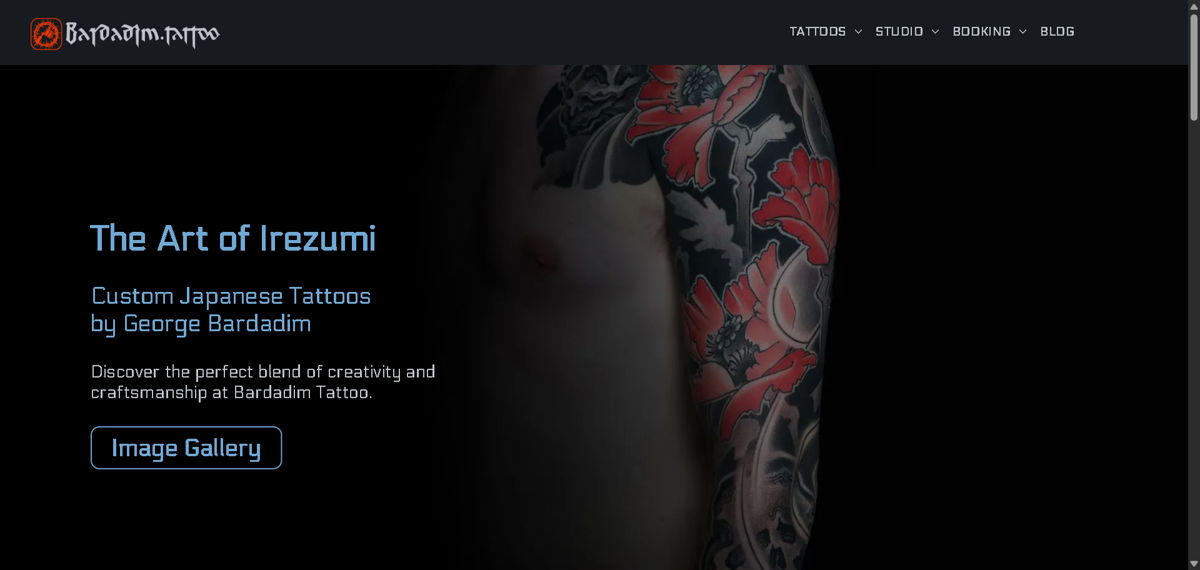 Screenshot of Bardadim Tattoo, from the tattoo websites collection.