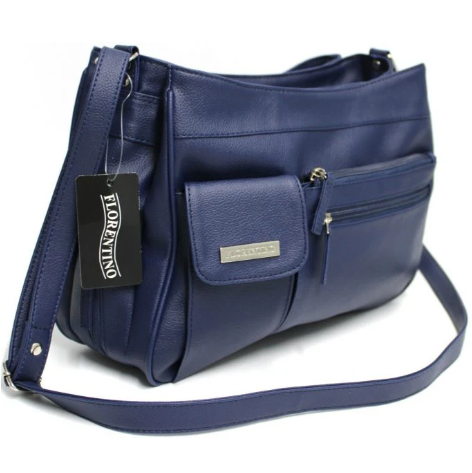 Florentino Multi Compartment Handbag with Adjustable Shoulder Strap. In Black, Navy, Taupe and Bone. Style No: 3265