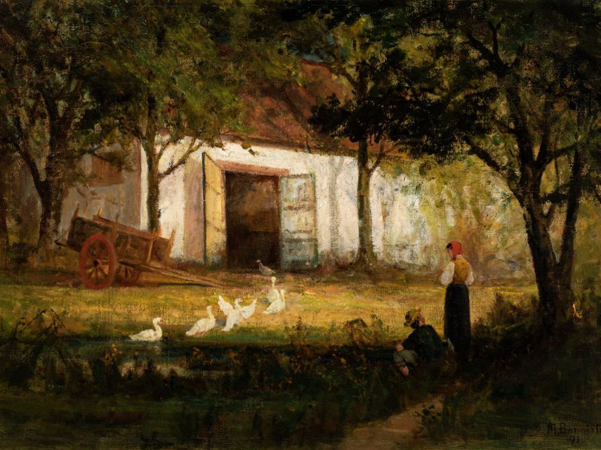Edward Mitchell Bannister, American, born Canada, 1828 – 1901, "After the Bath," ca. 1891, Oil on canvas, 36 x 49 in. (91.4 x 124.5 cm), San Antonio Museum of Art, Gift of Harmon and Harriet Kelley, 94.61