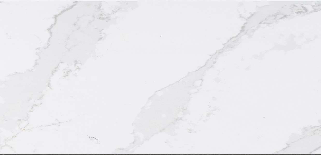 Silestone Et Calacatta Muster, klassische Marmor-Optik mit marktenen, breiteren grauen Strukturen auf Weiß.