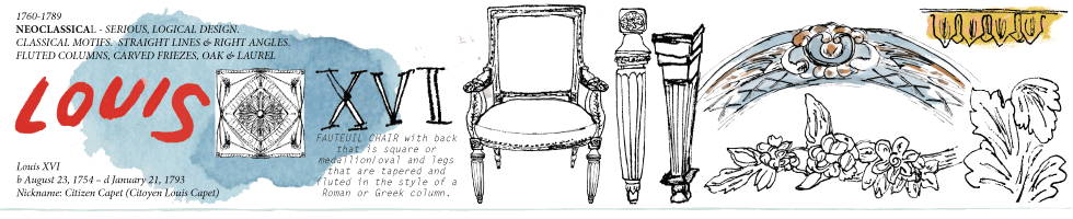 illustrated banner of Louis XIII furniture elements