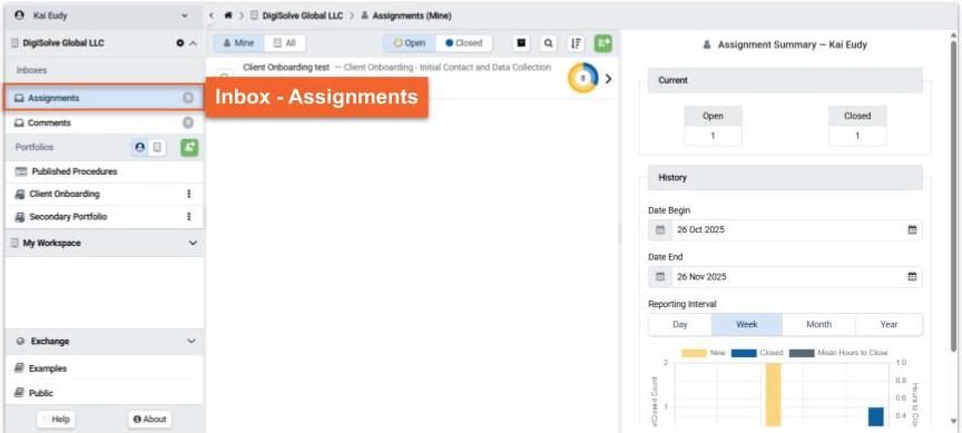 Inbox of Assignments