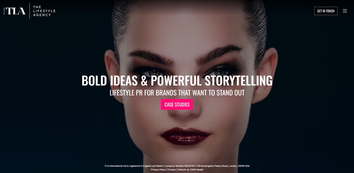 Screenshot of The Lifestyle Agency, from the pr portfolios & websites collection.