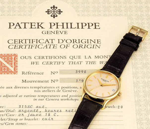 certificat authenticite montre