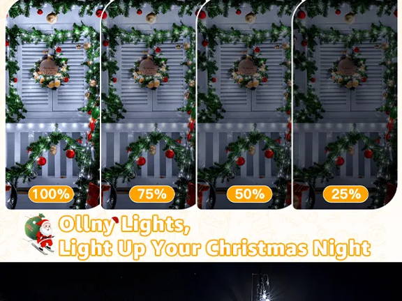 Features of Ollny's 800 leds clear cable cool white string lights - mobile size