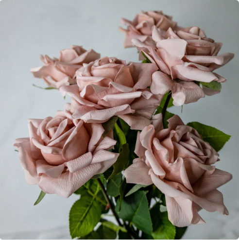 Dusty Pink Rose Real Touch Full Bloom - Realistic Artificial Flowers